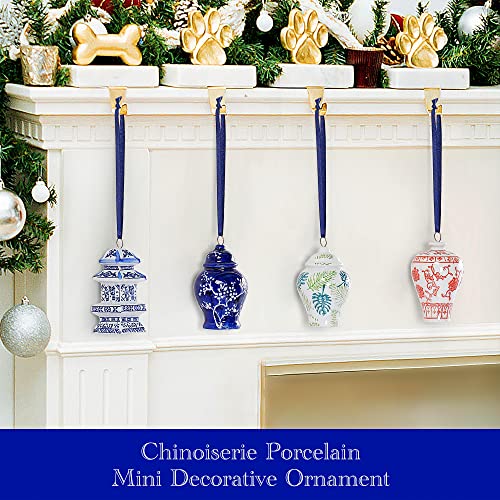 Sophinique 4 Pieces Mini Ginger Jar Ornaments,Christmas Chinoiserie Porcelain Ornament,Ball Chinoiserie Porcelain Christmas Vintage Decorations For Christmas Tree Decor #TOP6