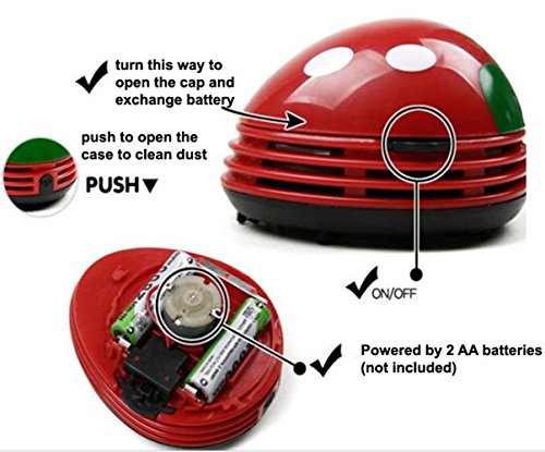 Image of Honbay Ladybug Shaped Portable Corner Desk Vacuum Cleaner Mini Cute Vacuum Cleaner Dust Sweeper