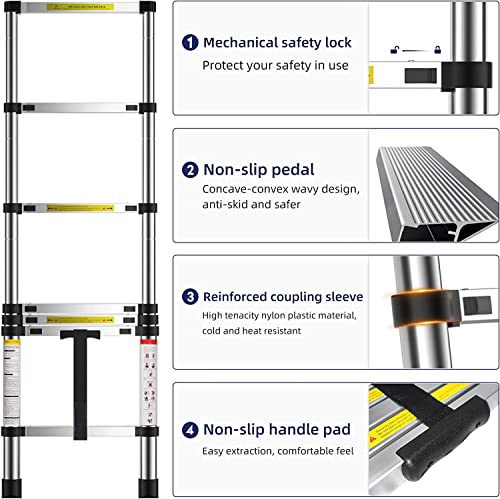 Image of Plantex 12.5 feet (3.8m) Telescopic Ladder /Durable Steps /Height Adjustable Ladder /Stainless Steel Telescopic Ladder /Extendable Portable Steps and Compact Design (EN131 Certified)