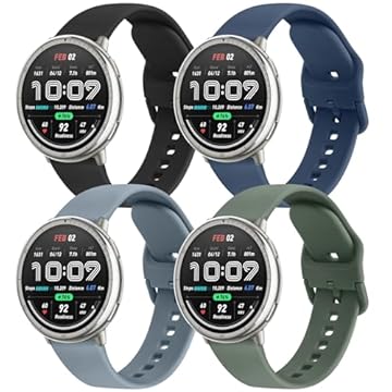 Pacote com 4 pulseiras compatíveis com Amazfit Active 2/Active Watch Women Men, pulseira de substituição macia para Amazfit GTS 4 3 2 2e/GTS 4 2 Mini/GTR mini/Bip 3/3 Pro/Bip U Pro/Bip S Lite (A)