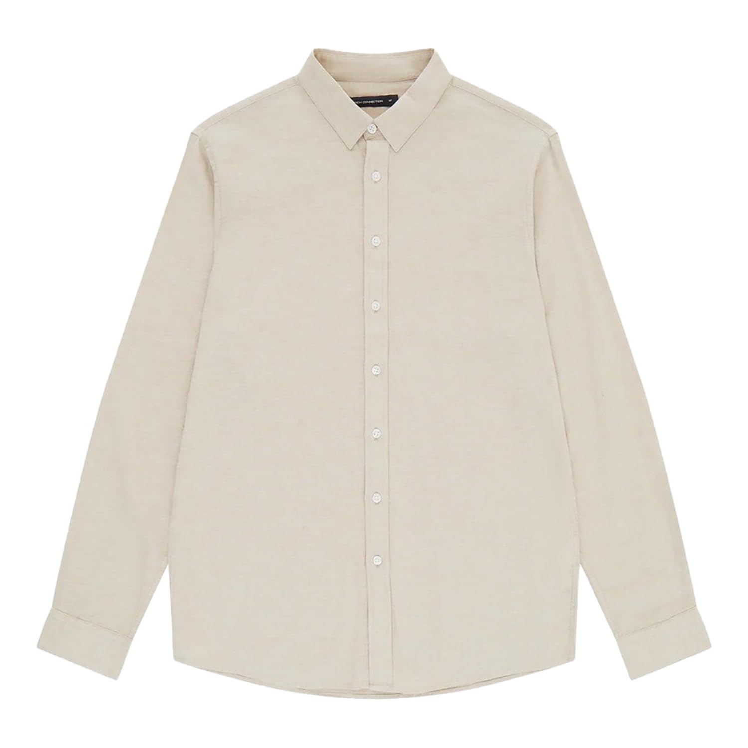French Connection Men's Sand Linen Long Sleeve Shirt X-Large (Brown)