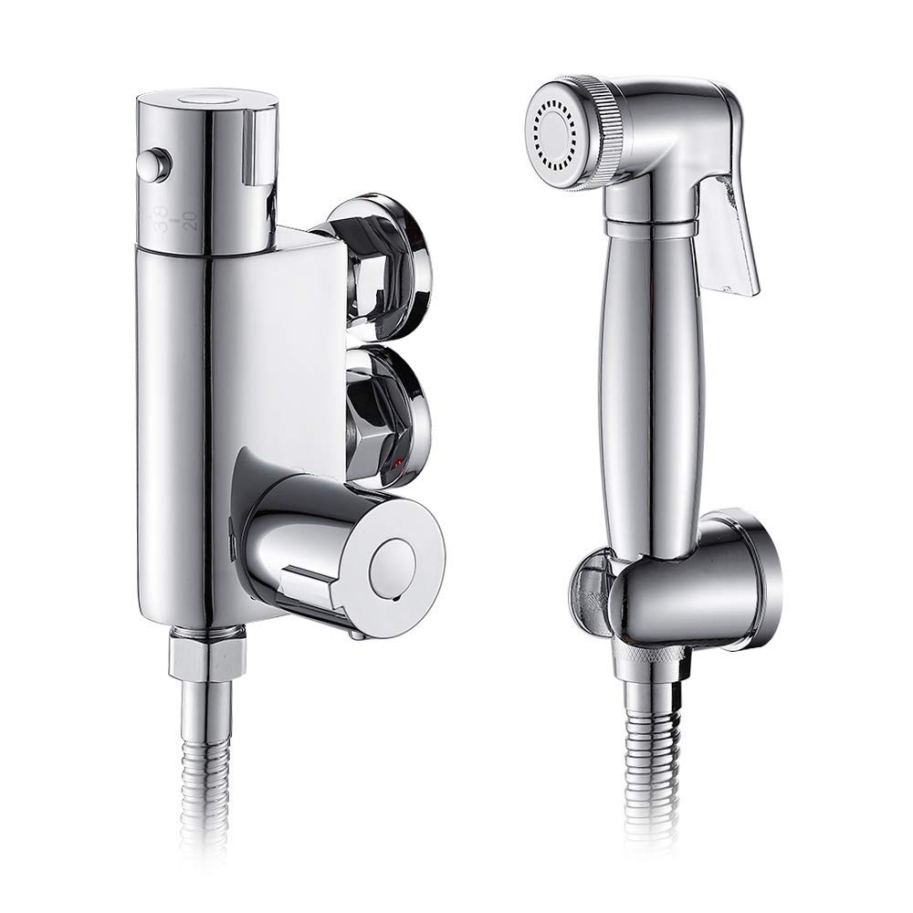 Thermostat-Duschset Mit Bidet-Funktion – Chrom-Messing, Inkl. Schlauch & Halterung