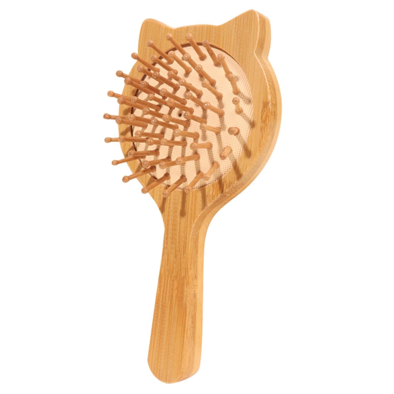 Bamboo Hair Brush with Bamboo Bristles | Small Wooden Paddle Brush for Women & Men | Travel-Friendly Natural Hair Brush for Detangling, Hair Fall Control & Scalp Massage | Eco-Friendly Comb