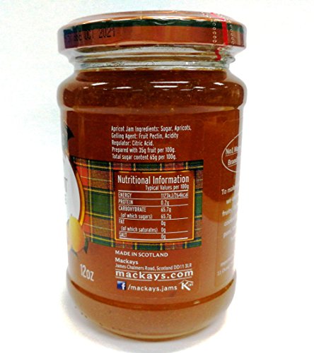 Image of Mackays Scottish Apricot Preserve Jam 340gm | Imported from Scotland | Made with Whole Fruits | Vegan | Gluten-Free | No Artificial Colors or Preservatives (Pack of 2)