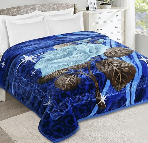 Image of Nestl Korean Mink Blanket King Size - 12 Lbs Velvet Fleece Korean Blanket - 2 Ply Warm & Thick Winter Blanket - Wrinkle & Fade Resistant - 87 x 94 Inches (Blue)