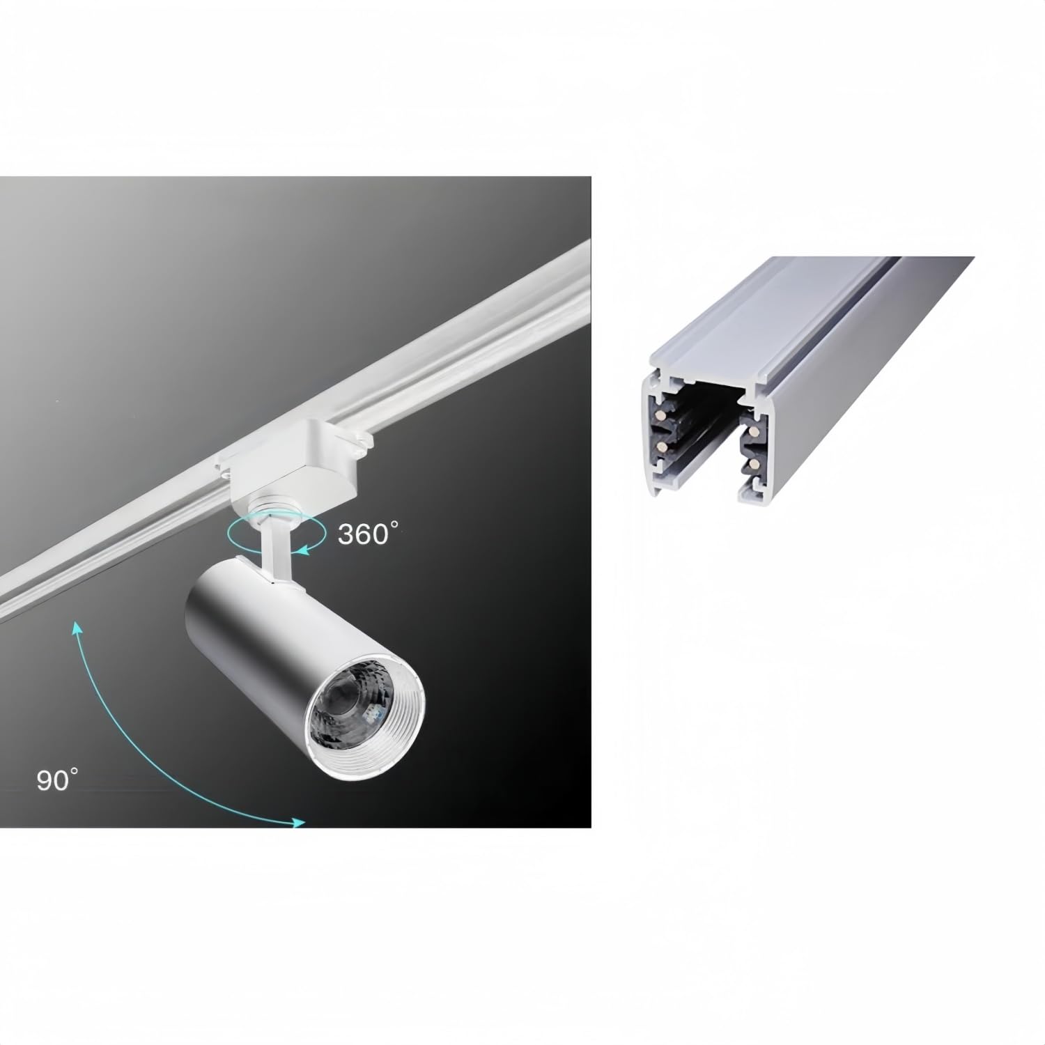ONSSI® Foco LED 30W Para Carril Trifásico de 4 Hilos COB Led,(CCT Cambio en Blanco Frío-Neutro-Cálido) Focos Led de Techo para Comercial No Flicker (Blanco, 30W)