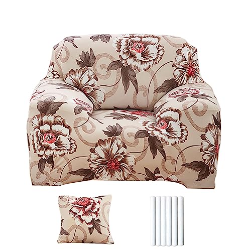 Syarerla ソファーカバー 北欧風 1人掛け 肘付き 一体型 そふぁーかばー ストレッチ 柔らかい 犬 猫 キズ防止 ソファ保護カバー 伸縮素材 クッションカバー1枚(カラー#10)