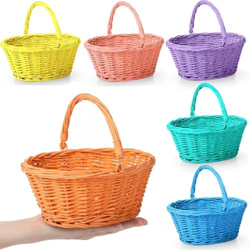 Barydat 6 Pcs Small Wicker Picnic Basket with Handle Flower Girl ...