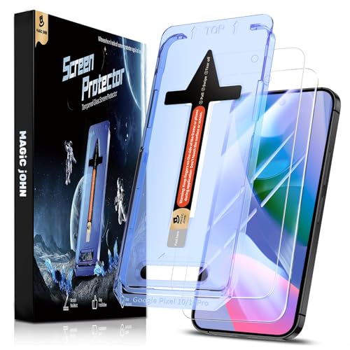 MAGIC JOHN 2 Pack for Google Pixel Google Pixel 10/10 Pro Tempered Glass Screen Protector Auto Dust-Elimination Bubble Free HD Clear Easy Installation