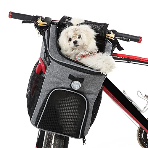 Cestino da bici per cani, zaino espandibile con lati morbidi, cestino per bicicletta per cani di piccola taglia, seggiolino auto, per cuccioli di piccola taglia, con finestra in rete, borsa per cani a