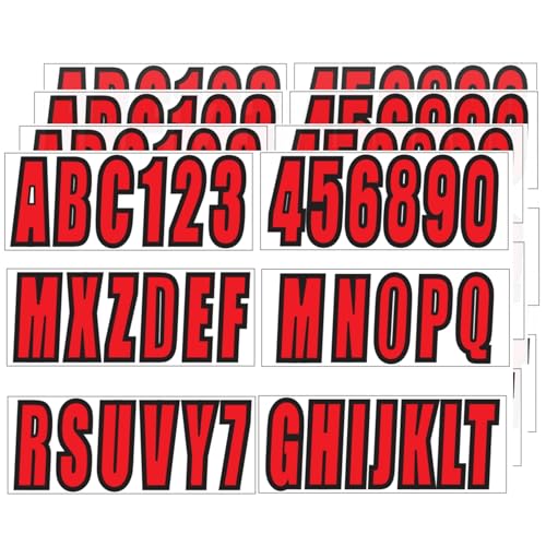 Image of 24 Sheets 3 Inch Red Boat Identification Stickers | Fit Boat Engine Decor Red Letters and Numbers Stickers