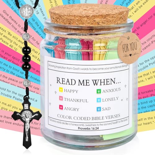 Bible Verse Jar Hope Prayer Jar with 90 Coloring Scripture Read Me When Bible Verses for Emotions and Feelings Easter Bible Verses Gifts Christmas Christian Birthday Gifts for Women Men