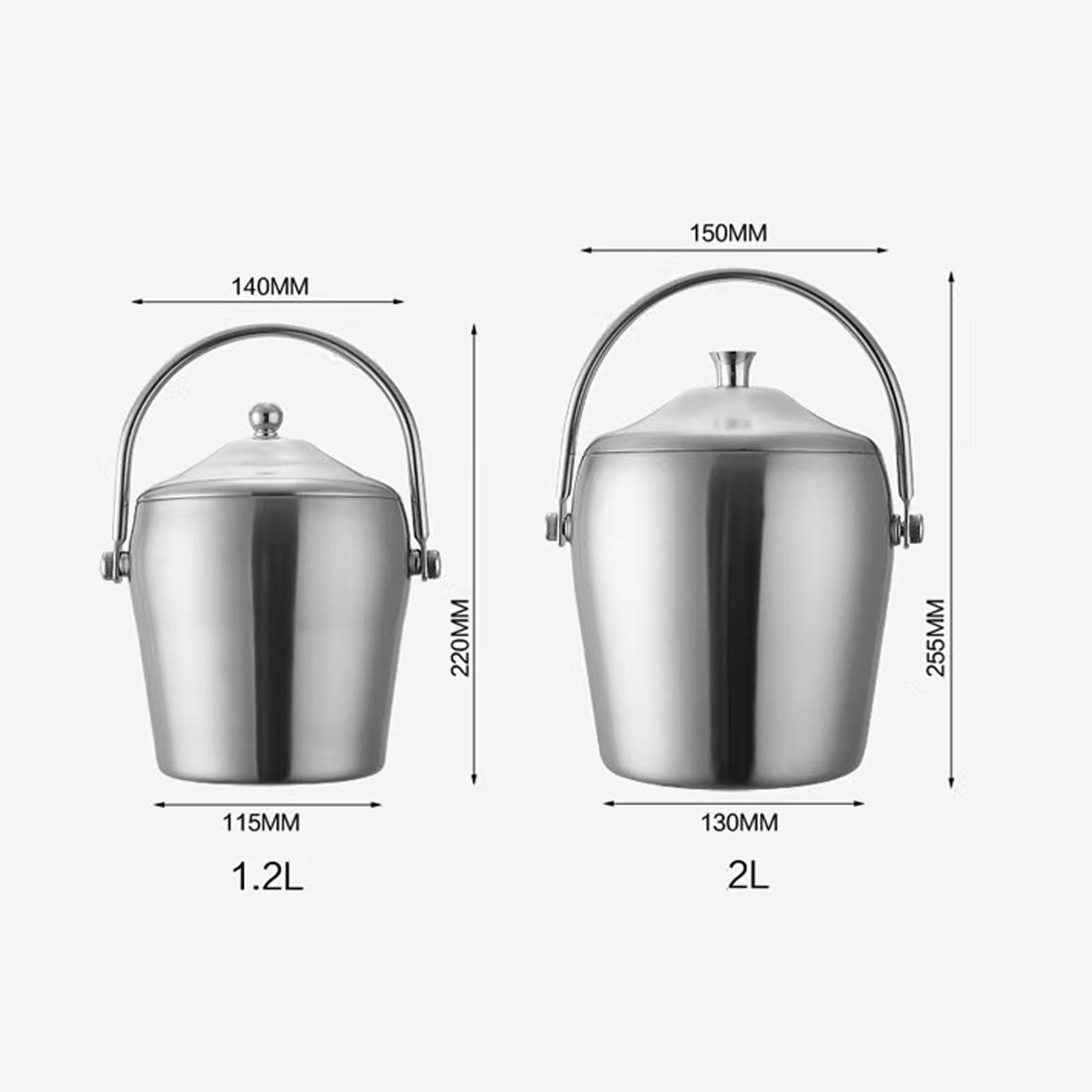 Cubos de Hielo Cubo de Hielo con Tapa y Pinzas Cubo de Hielo de Acero Inoxidable con Aislamiento de Doble Pared Ideal para Bar de cócteles, Fiestas, Enfriar Vino, champán Kits de Cubos de Hielo
