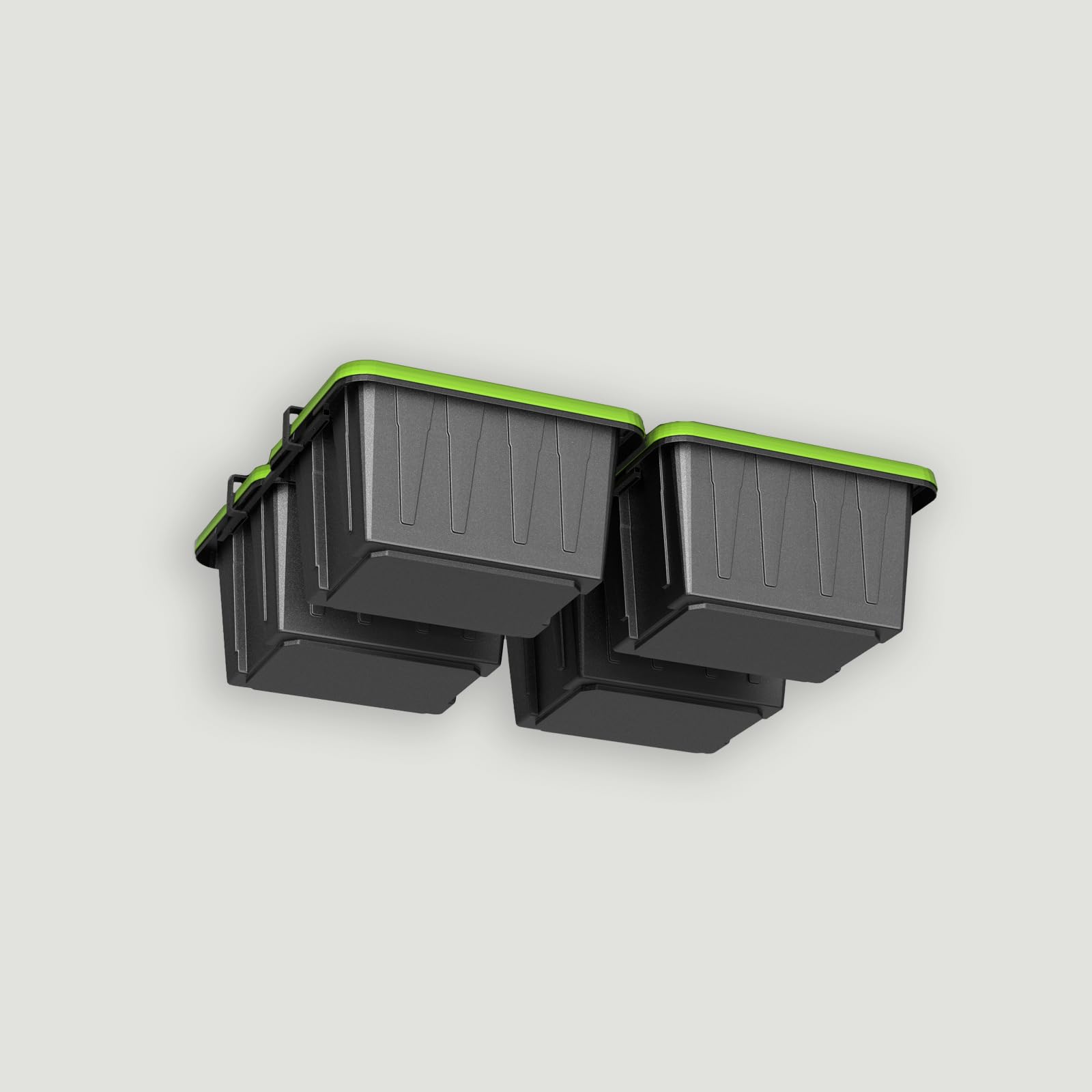 StoreYourBoard Sistema de rieles para contenedores de techo de garaje, rieles deslizantes ajustables, almacenamiento para 4 contenedores, negro