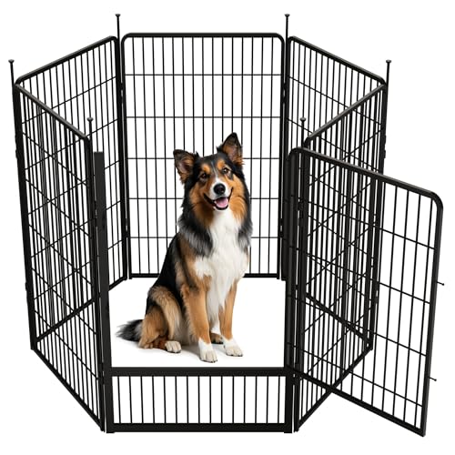 SunsGrove Recinto per Cani 6 Pannelli 100 cm con Porta Larga Recinto Antiruggine per Esterno Facile Installazione nel Terreno Ideale per Giardino Campeggio e RV Nero