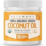Petsmont Organic Coconut Oil for Dogs Skin and Coat, Virgin Coconut Oil for Dogs, Dog Coconut Oil, Dog Lotion, Raw Coconut Oil, 16 fl oz