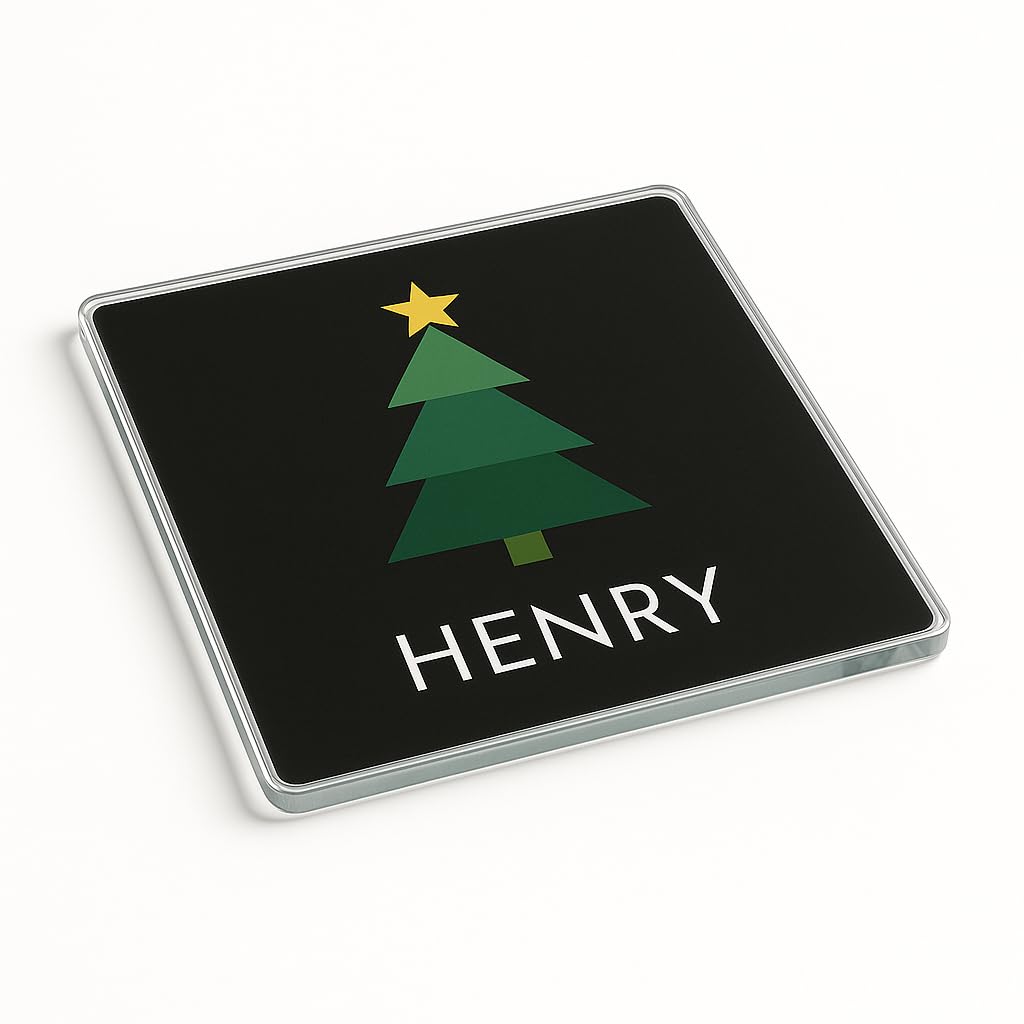 The Plum Penguin Festive Geometry Personalised Acrylic Coaster Place Setting Gift For Christmas - Design, Modern Holiday Home Decor Present