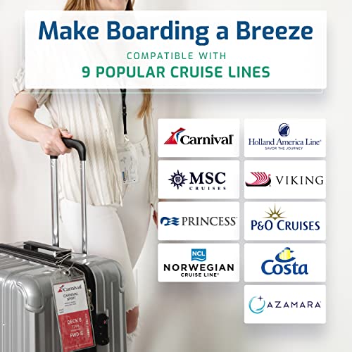 Image of Highwind Pack of 8 Clear Luggage Tags for Suitcases and 4 ID Holders - Waterproof and Reusable Bag Tags and Lanyards for Luggages - Cruise Ship Essentials Compatible with Major Cruise Lines
