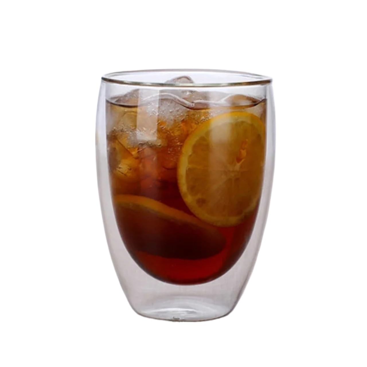Zestaw 2 do 6 450 ml żaroodpornych podwójnych ścianek szklanych filiżanek do herbaty i kawy, ręcznie robione, kreatywne, zdrowe, zimne, przezroczyste (2 szt., 150 ml B)