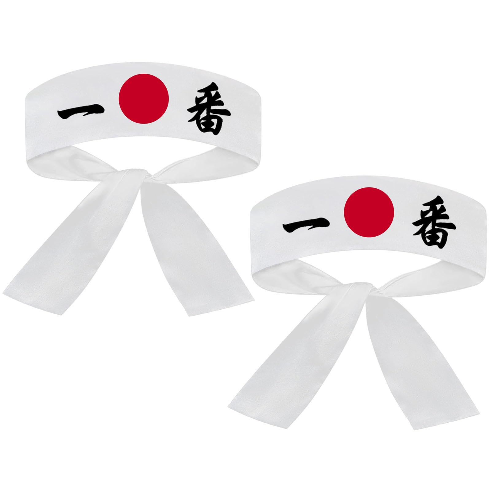 Sunrise Kitchen Supply Japanese Sushi Chef Hachimaki Karate Headband 2 Piece (White Number One)
