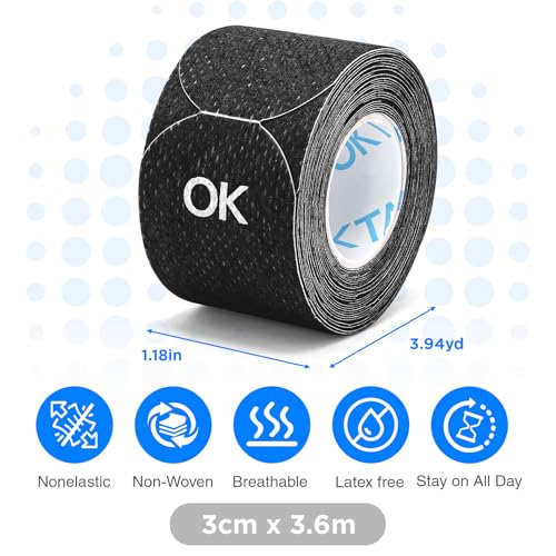 Image of OK TAPE Pre-Cut Blister Bandages for feet | Blister Prevention Tape for Feet, Fingers, Toes | 1.2in x 3.5in,Black,100PCS