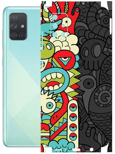 Image of AtOdds - Full Body Back Screen Guard Protector Film - Lamination Wrap Skin Sticker Compatible with Samsung Galaxy A51 | Scratchproof Matte Finish (Graffiti50)