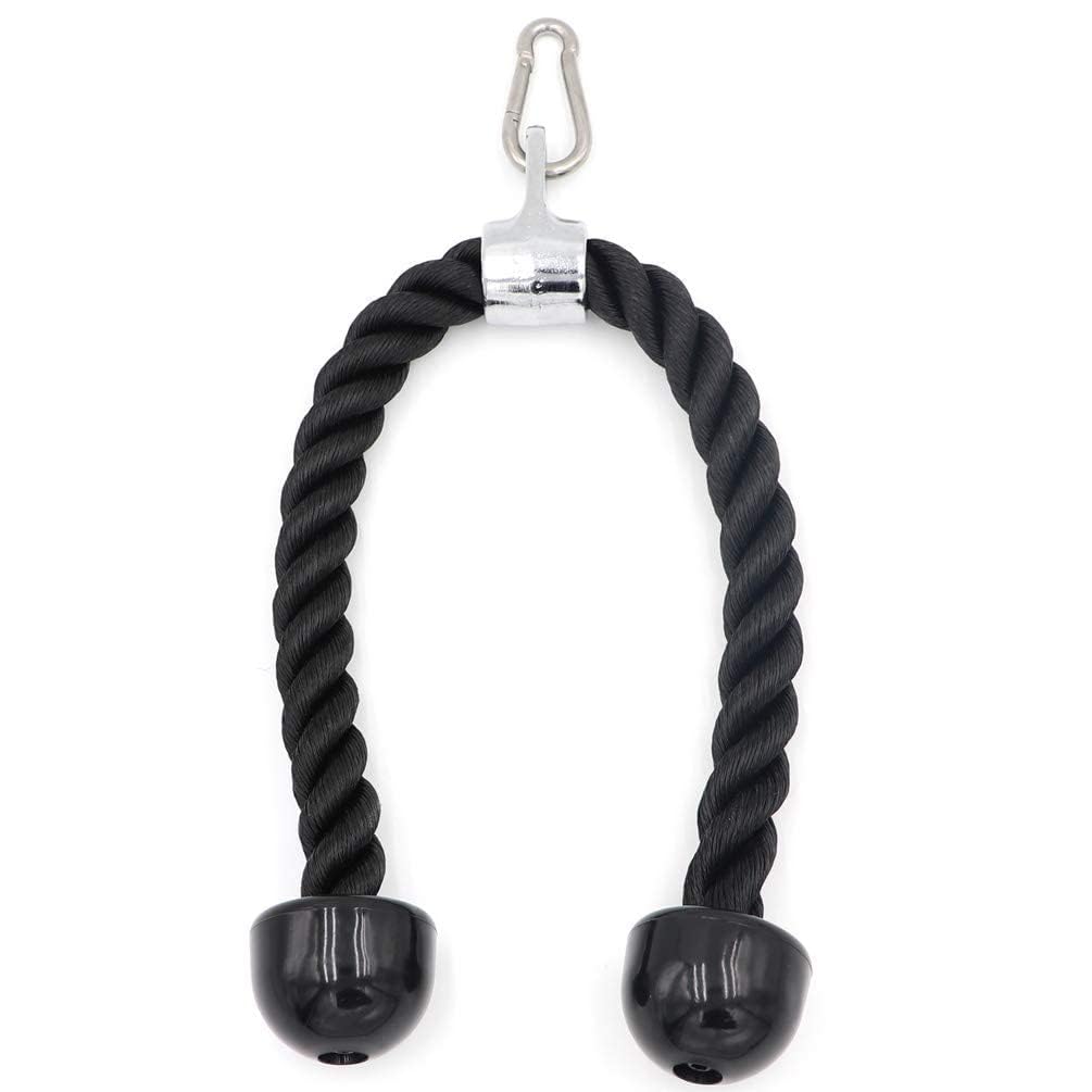 Heavy Duty Triceps Rope - 27 Inch Rope Length Nylon Tricep Rope Cable Attachment with Stainless Steel Spring Snap Hook Carabiner for Gym & Home-image-40