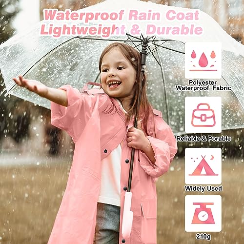 Image of LAMA Kids Raincoat with Hood, Lightweight Raincoat for Girls, Kid Long Rain Jacket