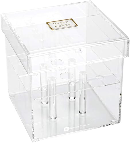 Miniatura 6 de Clear Tek - Jarrón cuadrado de acrílico transparente con 16 agujeros, con tapa, 8 x 8 x 6 pulgadas, 1 caja para restaurantes