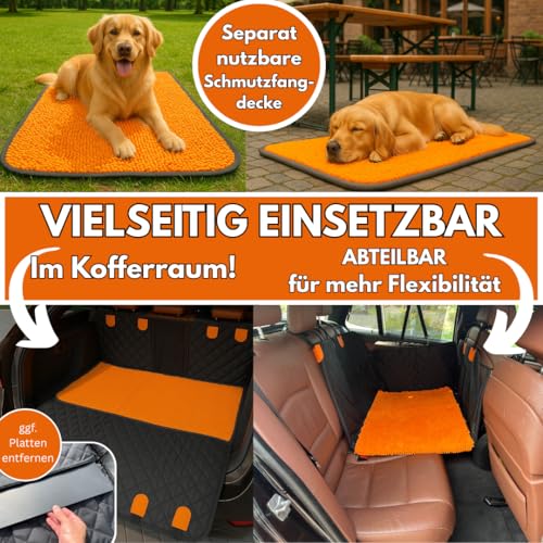 Clever Dreams Hundedecke Auto Rückbank - wasserdichte Autoschondecke für Hunde mit festem Boden & Abnehmbarer Schmutzfangmatte, rutschfest & Kratzfest