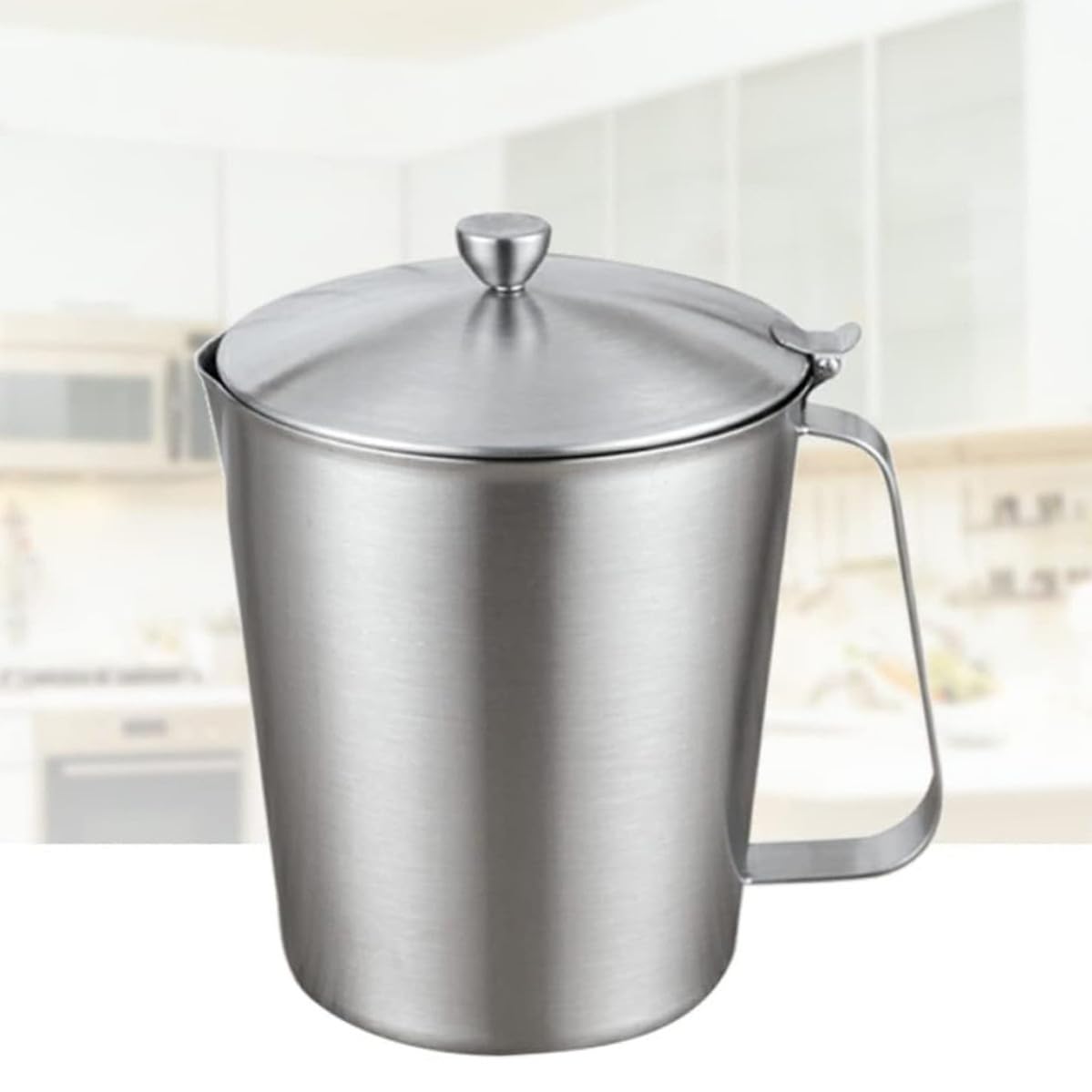 Taza Medidora de Acero Inoxidable 1000ml con Tapa para Café