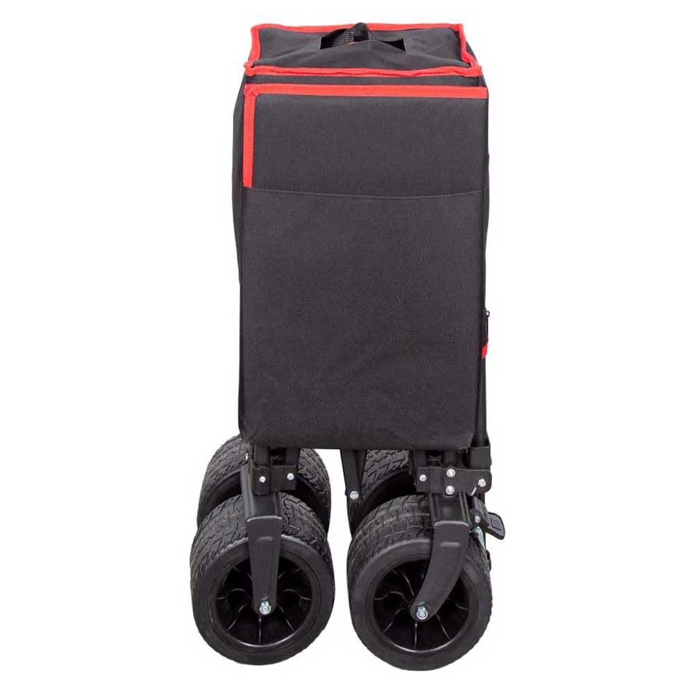 AKTIVE Strandtischwagen, Zum Transportieren von Strand-, Garten- oder Campingzubehör, Schwarz, 100 kg, Stabile 360º Schwenkräder mit Bremse, Mehrwinkelgriff, Tasche, Abdeckungen, Stuhlgestell (62373)