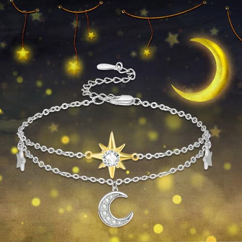 Palpitate Sun Moon Stars Bracelet Women Moon Bracelet 925 Sterling Silver Inspirational Jewelry Sun Moon Gifts For Women thumb #2
