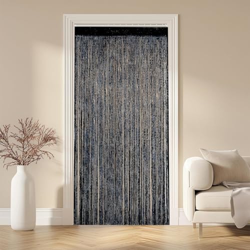 TASSFROO Cortina Puerta Exterior, 100 x 200 cm Cortina Mosquitera Tiras para Interior, para Decoración del Hogar Tiras para Puertas Exteriores Terraza Cortinas Antimoscas Salon Dormitorio (Negro)