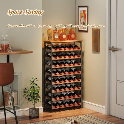 Soporte para Botellas de Vino con Marco Metálico y Madera Acacia miniatura 5