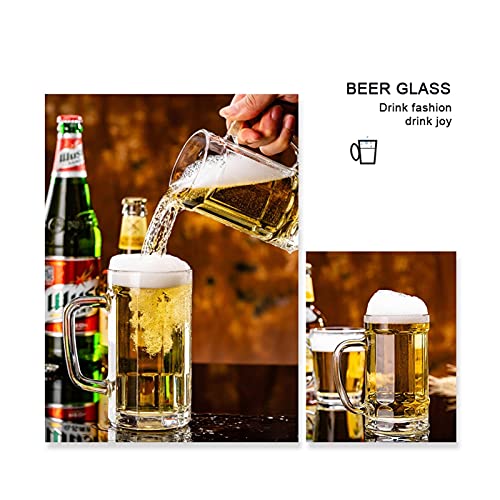 Jarras y jarras de cerveza de cristal con asa como tazas de bebidas 6