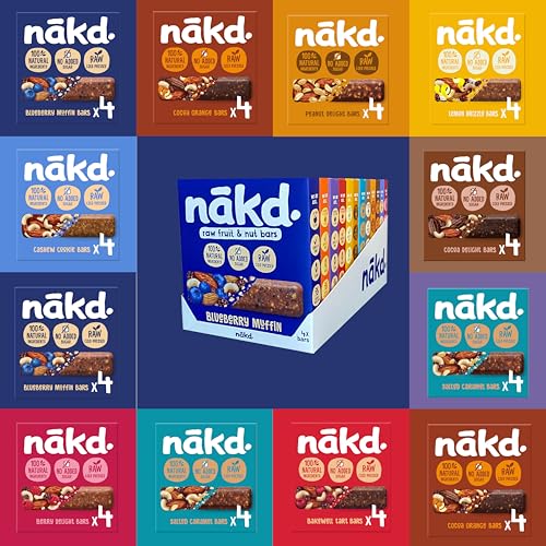 Nakd Bars Multipack 48 - Nakd Fruit And Nut Bars 48 x 35g. Breakfast, Snack Bars. Vegan, Dairy Free, Wheat Free, Gluten Free.