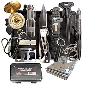 15 in 1 Hiking Kit – Tactical Survival Kit for Hiking, Camping, Climbing Adventures – Emergency Tools & Kit for Survival Situations