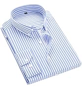 ERZTIAY Men's Classic Casual Vertical Striped Slim Fit Long Sleeve Dress Shirts