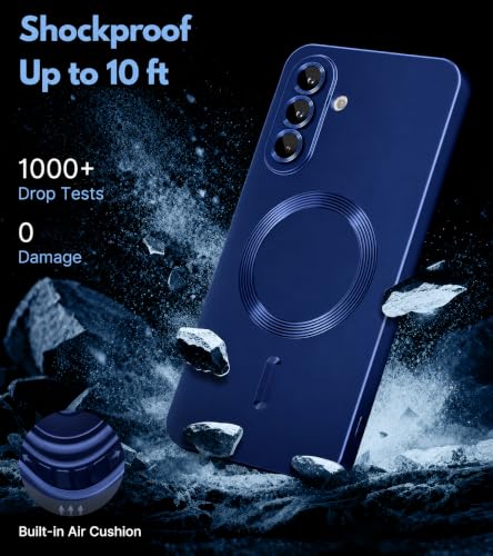 Image of DIZORO Compatible with Samsung A57 Case, Compatible with Mag Safe, Matte Luxury Metallic Luster Flexible TPU Wireless Charging Shockproof Case with Camera Protector - Blue