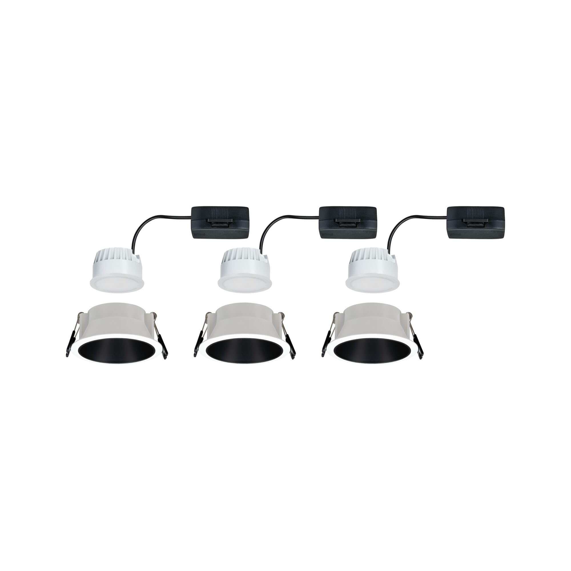 Paulmann 93402 LED Einbauleuchte Cole rund incl 3x6,5W dimmbar Einbaustrahler Weiß, Schwarz matt Einbaulampe Kunststoff, Alu Zink Deckenspot 2700K