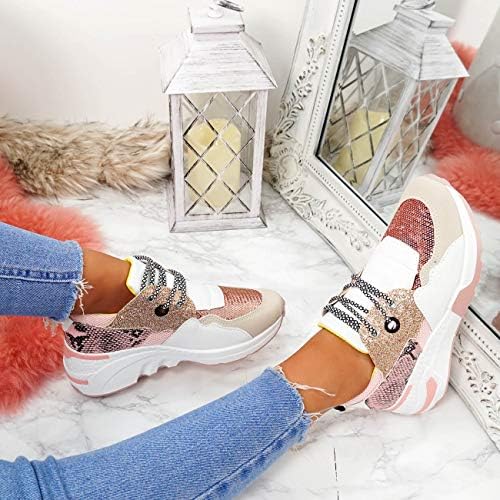 CucuFashion Womens Running Sequin Glitter Trainers Multicolour Trainers