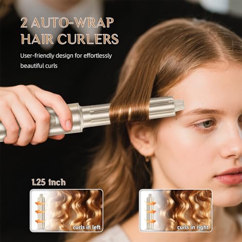 Image of DORISILK 8 in 1 Hair Styler & Hair Dryer Brush Blow Dryer, 110,000 RPM High-Speed Hot Brush Styler, Ionic Smooth Cepillo Secador de Cabello Multi Straightener Curler Volumizer Dryer, Champagne Gold