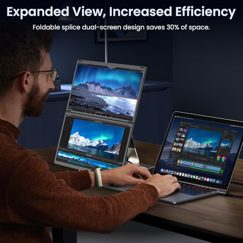 Image of 15.6 inch Laptop Screen Extender, 1080P FHD Laptop Monitor Extender, 235 Rotating Detachable Dual Monitor, Plug & Play Triple Screen for 13 inch-17.3 inch Laptops, Compatible with Mac /Windows /Android & Dex