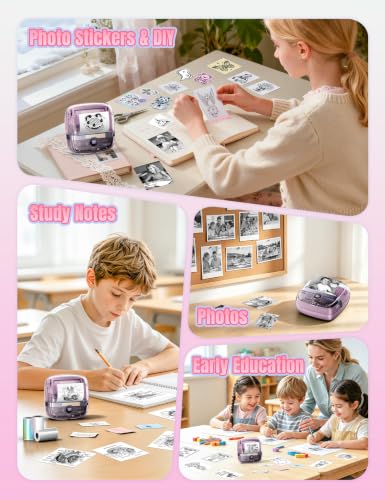Image of 300 DPI Logging Supplies T02 Pro Mini Printer Gift for Teen Girls Women Mini Thermal Printer Portable Thermal Printer Study Supplies for School Home Gifts