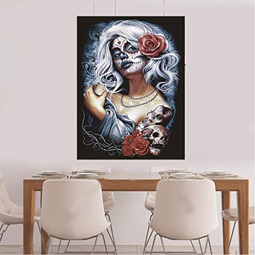 DIY 5D Square Diamond Painting Full Drill Kits White Hair Skull 5D Diamond Art Full Drill Square Cross Stitch Kits Embroidery Supplies Rhinestone Picture Art Craft Home Wall Decor 12X16 Inches/30X40CM - Image 3