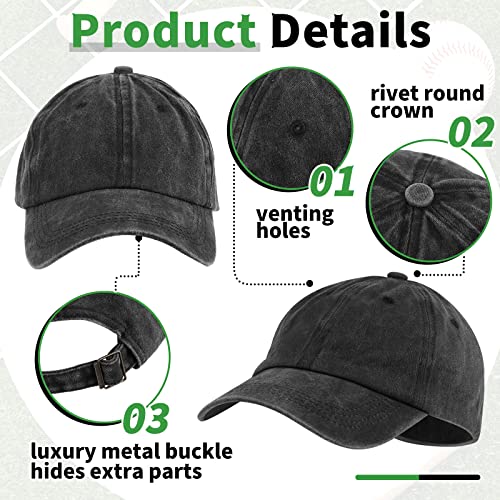 Image of Bonuci 24 /50 Pack Vintage Baseball Hat Bulk Washed Baseball Cap Adjustable Cotton Golf Hats for Men Women Sports