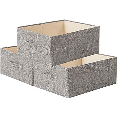 3 PCS Fabric Storage Boxes Drawer Organisers Wardrobe Organizer Foldable Drawer Dividers Box Bins with Handles for Clothes Closet Shelves Organiser Bras Socks Underwear Ties Scarve Toys Handkerchiefs Cover
