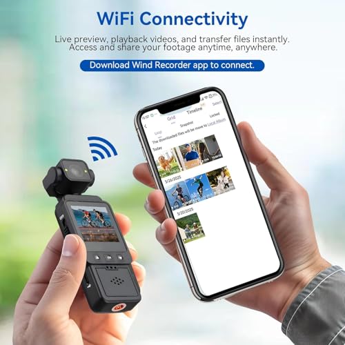 Image of Tobo Body Cameras with Audio and Video Recording, Handheld Pocket Camera with WiFi, Night Vision, 8HR Battery, Mini Vlogging Camera for Travel, Sports, Work Records, Covert Recording. TD-