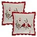 Grelucgo Christmas Holiday Embroidered Cardinal Throw Pillow Case Cover, Decorative Christmas Sofa Cushion Covers, Square 16 x16 Inch, Set of 2